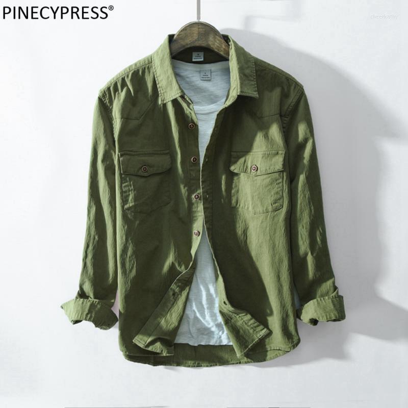 

Men's Casual Shirts 97% Cotton 3% Spandex Man Denim Shirt Quality Spring Autumn Long Sleeve Male Pocket Army Green Men Jean Cowboy ShirtsMen, Black