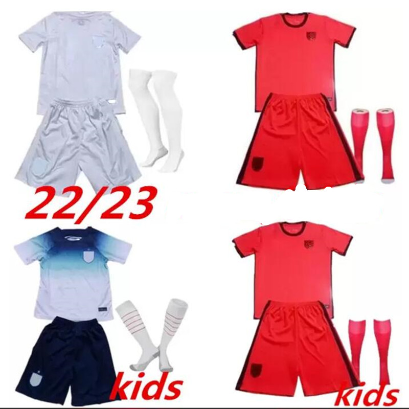 

kids soccer jerseys Top quality 2022 KANE STERLING RASHFORD 2022 2023 national teams football kids kit sets uniform, Red