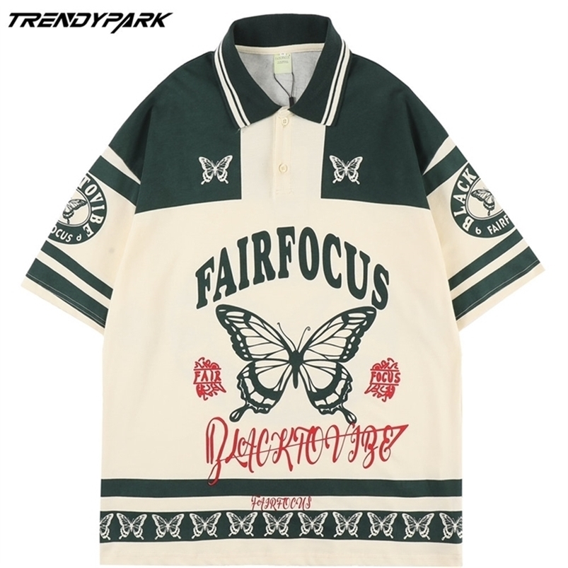 

Polo Shirts for Men Vintage Letters Cotton Men s Clothing Summer Streetwear Casual Oversized T shirt 220614, Green