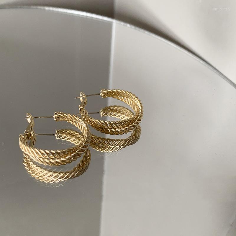 

Hoop & Huggie Trendy Matte Earrings For Women Delicate Cross Round Shape Weave Retro Jewelry Female Fashion Simplicity EarringsHoop