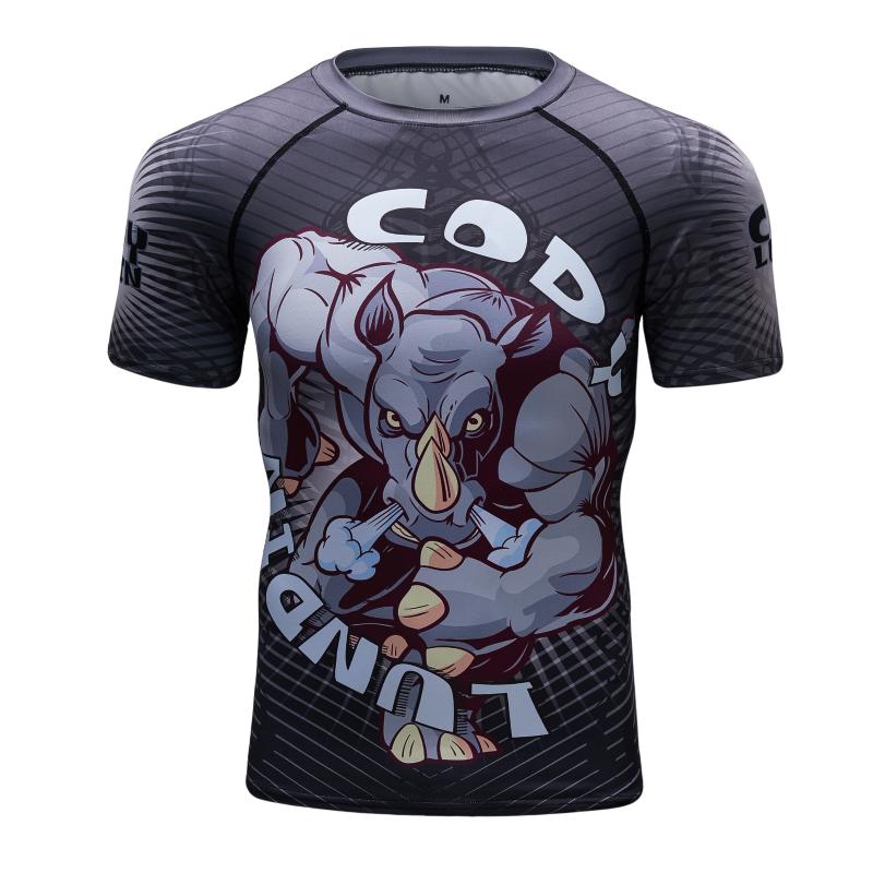 

Men's T-Shirts Custom High Quality Design Sublimation Printed Short Sleeve Rashguard Spandex Men Bjj Mma Rash GuardMen's, Color 7