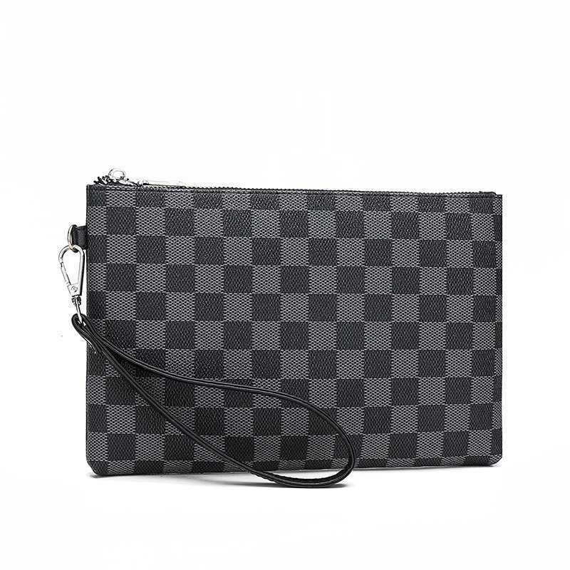 

Men's Portable Large Capacity Plaid Business Trend Envelope Bag, Medium blue