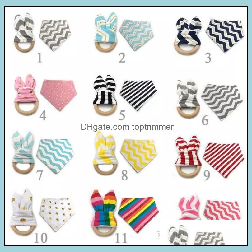 

12 Styles New Baby BibsaddTeething Ring Teeth Stick 2Pcs Sets 100 Cotton Bamboo Fiber Infant Bibs Teething Wooden Drop Delivery 2021 Burp C