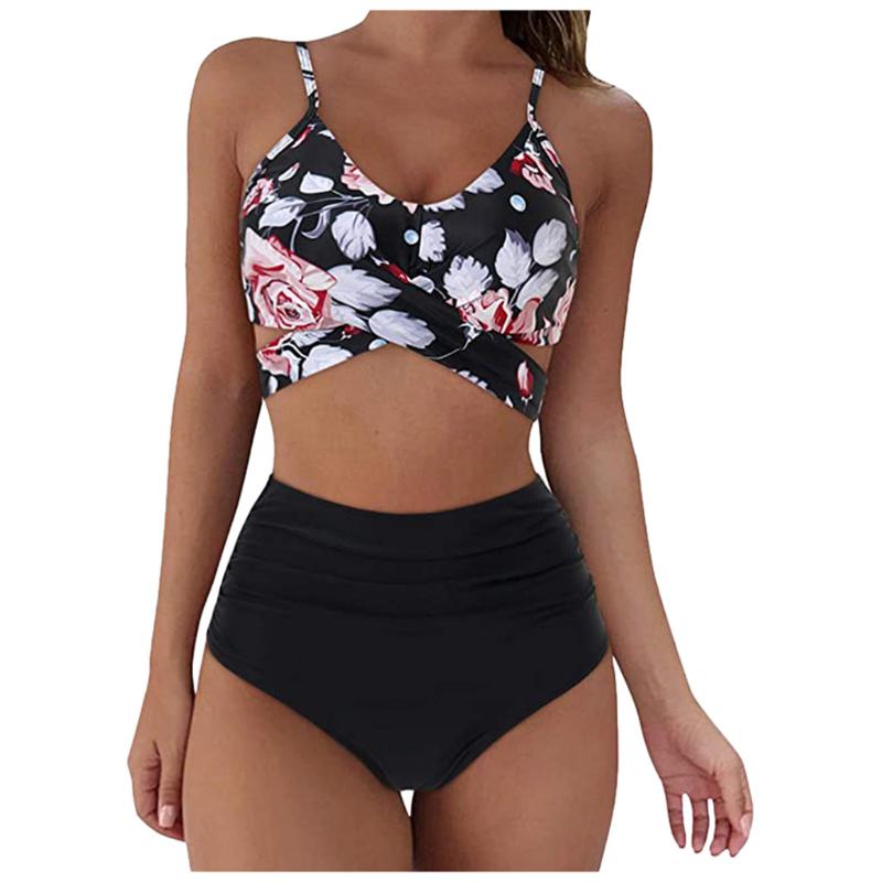 

Women's Swimwear Bikini Set Sport Bandeau Push Up Bikinis Sexy Marble Women Swimsuit High Waist Bathing Suit Beach WearWomen's, As pic