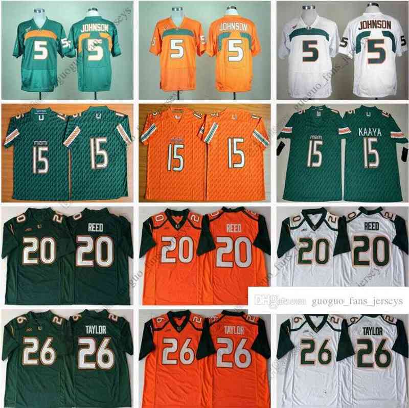 

NCAA Miami Hurricanes Football Jersey Johnson Brad Andre Kaaya Reed Sean Taylor Ed Orange White High Quality Jersey Size S-- 120101, As picture