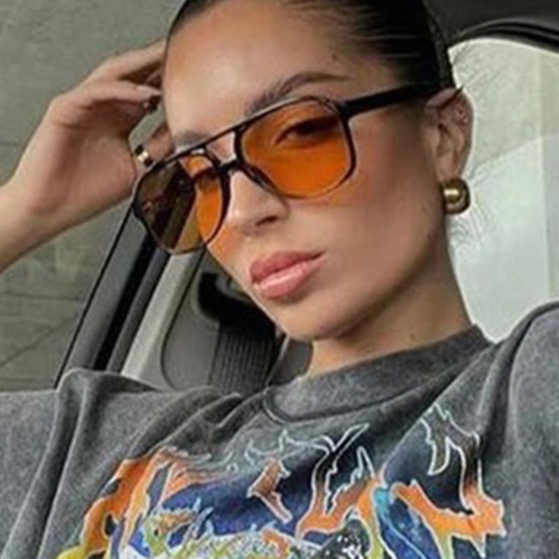 

Sunglasses Vintage Double Bridge Yellow Lens Fashion Pilot Eyewear UV400 Shades For Women Travel Outdoor Colorful Glasses UV400Sunglasses