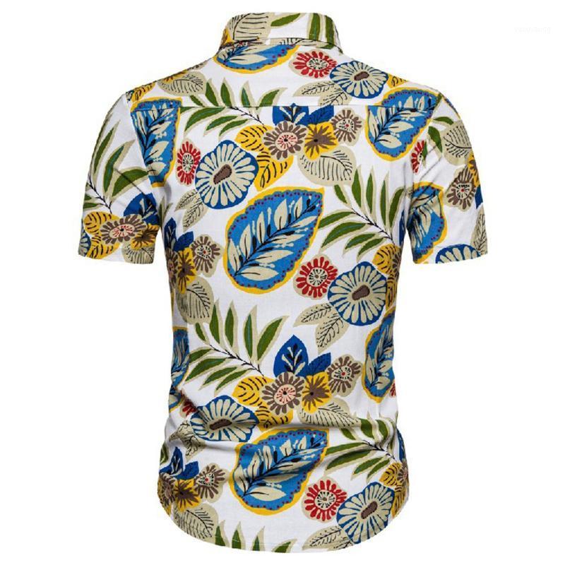 

Men's Casual Shirts Fashion Aloha Hawaiian Shirt For Men Short Sleeve Nation Style Ethnic Print Loose Male Linen Beach Tops Camisa Hombre