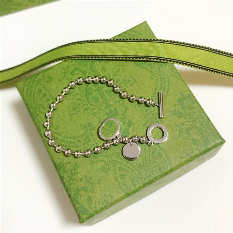 

Chic Silver Pendant Bracelets Designer Double Letter Bracelet Steel Stamp Metal Chain Bracelet For Women Birthday Gift