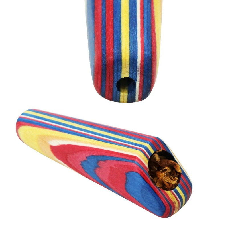 wood pipe 3.07 inches for bong dab rig Straight stem colored with metal bowl Portable wooden pipe Painted PIPE-image-787803703