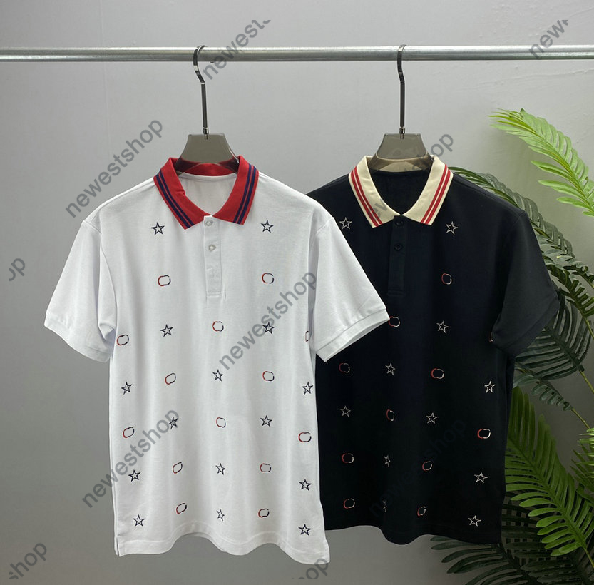 

2022 mens women designer polos Embroidery letter print t shirts casual high quality polo fashion men star printing t shirt, White
