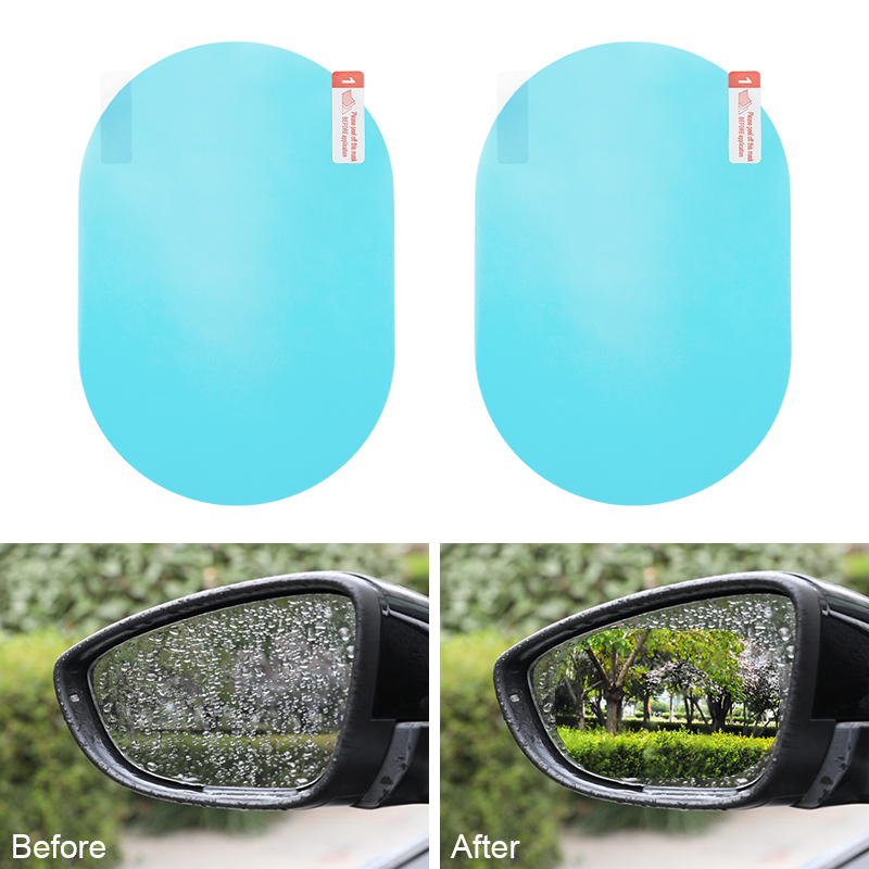 

4pcs Car Rainproof Clear Film Rearview Mirror Stickers Protective Anti Fog Waterproof Film Auto Sticker Accessories, White