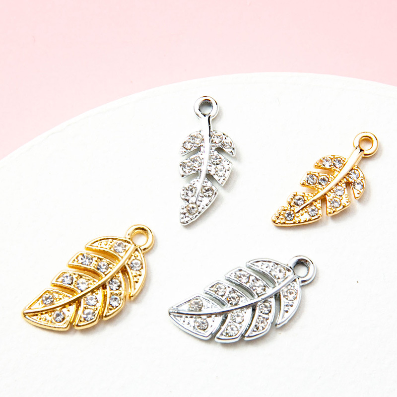 Drill Leaves Diy Earrings Pendant Bracelet Women's Pendant Zinc Alloy Electroplating Point Drill Jewelry Small Accessories 1221845-image-784654616
