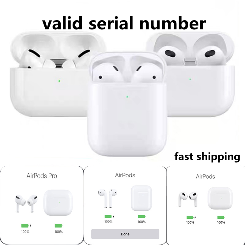 

High Quality Airpods Pro airPods 3 Air Pod 2 3 4 Headphone Accessories Wirless Earphones ANC GPS Rename Bluetooth Headphones In-Ear Wireless Charging, White