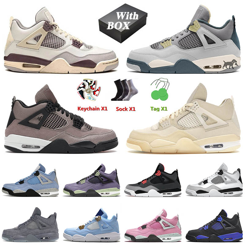 

With Box 2022 Arrival Jorda 4s Mens Basketball Shoes Craft Taupe Haze Jumpman Blue Thunder Canyon Purple Jordens 4 IV Bred Men Women Trainers Sneakers, B50 40-47