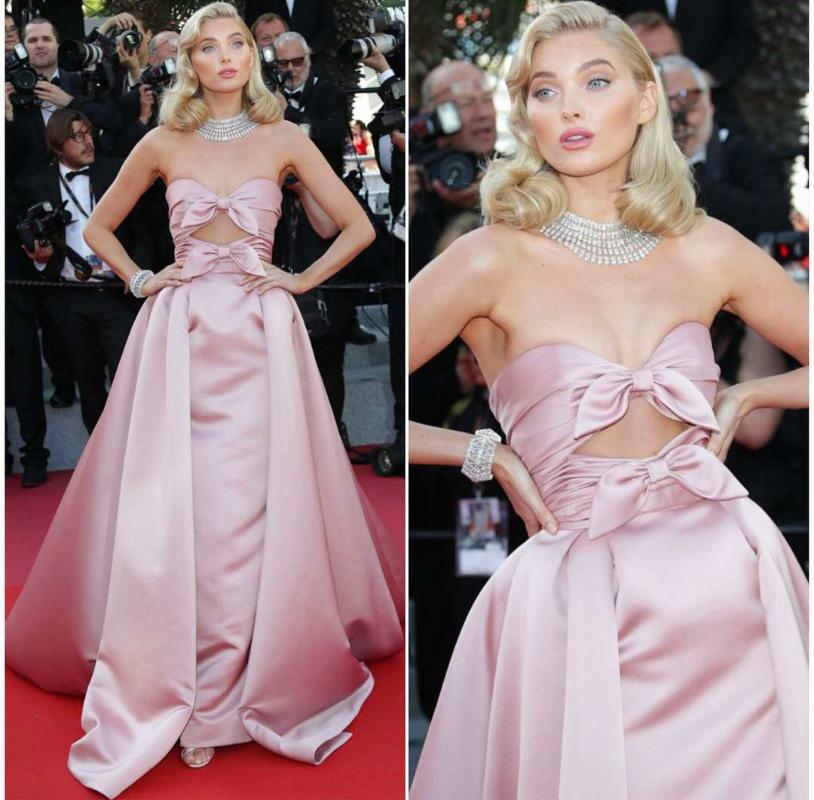 

Runway Dresses Strapleless Celebrity Satin A Line Sexy Evening Party Robes De Soirée Sirène Women, Black