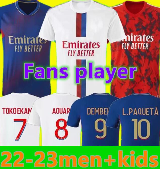 

Fans player 22 23 Maillot Lyon 2022 2023 Soccer Jersey TOKO EKAMBI CHERKI AOUAR HOME away L.PAQUETa DEMBELE Denayer Ndombele digital Kadewere fourth football shirts, 4th kids