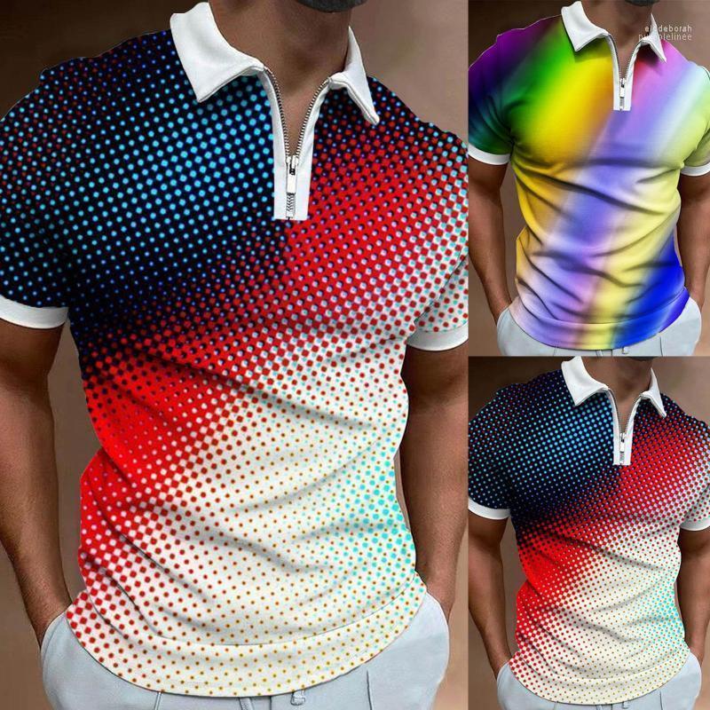

Men's Casual Shirts 4 Color Men Summer Pullover Printed Short Sleeve Zip Lapel Shirt Super Comfy High Quality Fashionable Fast Eldd22, Red