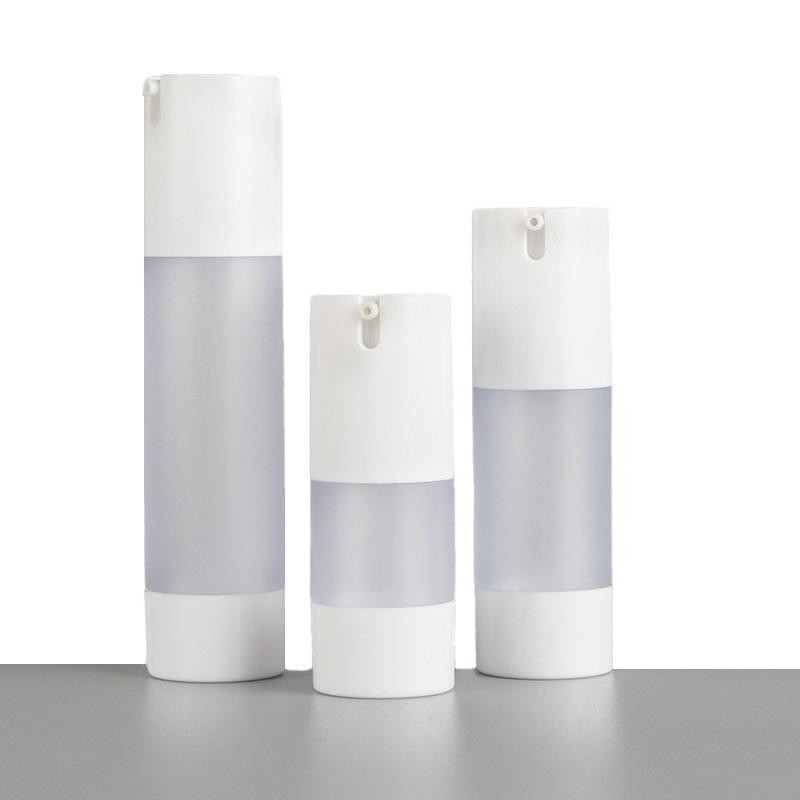 

Frosted PP Plastic Airless Lotion Pump Bottles with white lid for skin care serum lotion Travel size refillable cosmetic containers 15ml 30ml 50ml