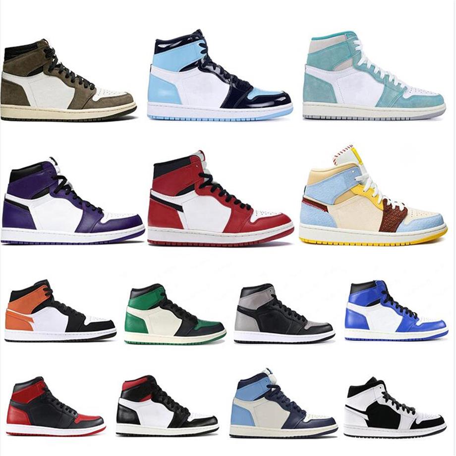 

Mens 1 high OG basketball shoes 1s University Blue electro orange dark mocha bred shadow UNC men women Sneakers trainers Hik274F, 19 36-40