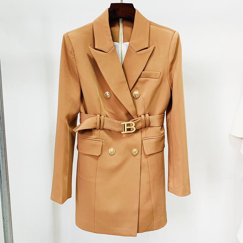 

302 XXL 2022 Runway Coat Autumn Brand SAme Style Coat Lapel Neck Khaki Button Long Sleeve Womens clothes Fashion oulaidi