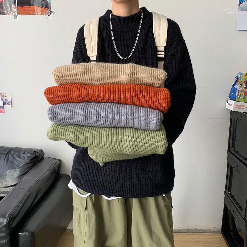 

Men's Sweaters Solid Color Woman Casual Oversize Pullovers Korean Streetwear Male Sweater Clothing Perf22, Black