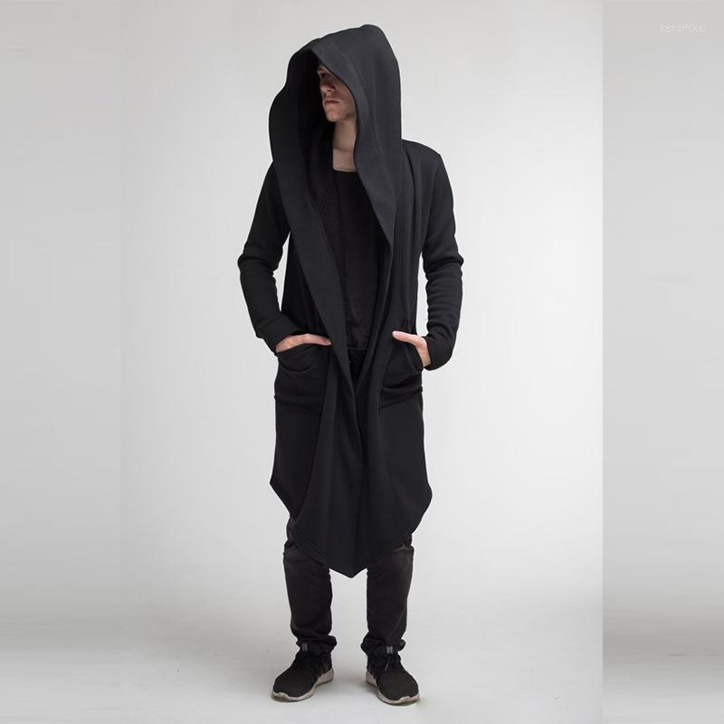 

Men' Trench Coats Yifsion Irregular Mens Slim Long Cardigan Sweat Coat Hooded Loose Cotton Fit Kend22, Black