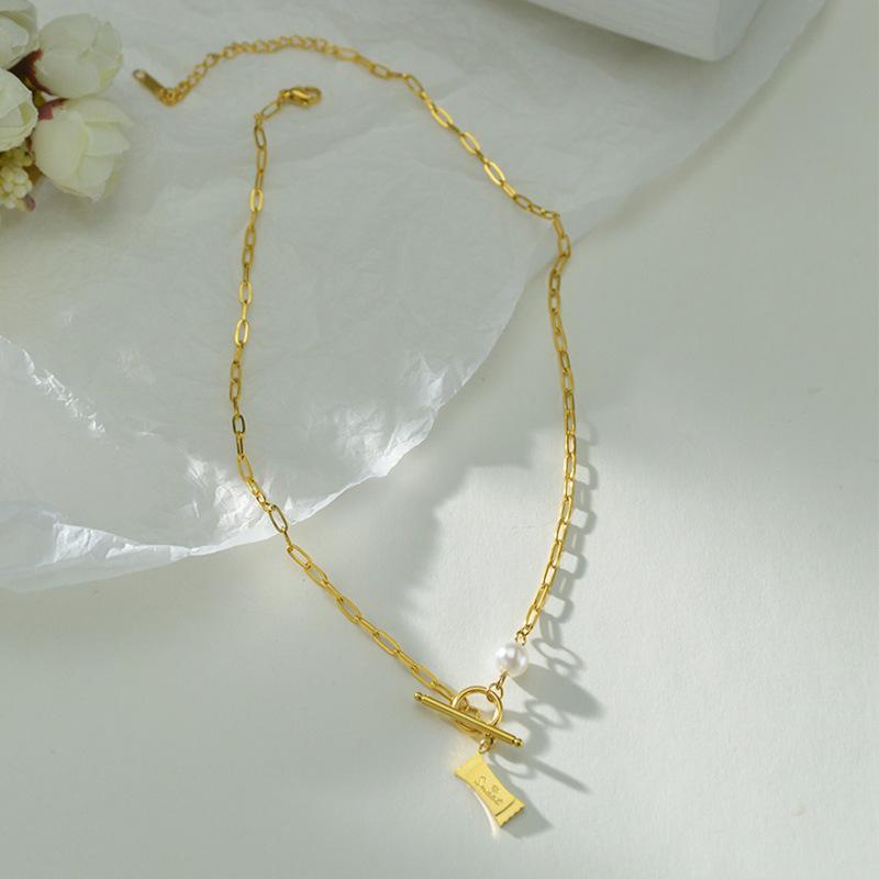 

Pendant Necklaces Plain Gold Silver Colour Titanium Steel Necklace For Women Ladies Irregular Square Coin AccessoriesPendant