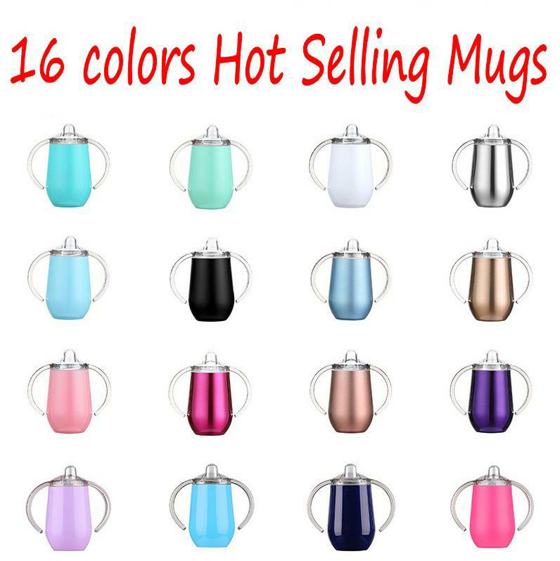 

Sippy cup 10oz Kid water bottle Stainless Steel tumbler with Handle Vacuum Insulated Leak Proof Travel cup Baby bottle Mugs BAP FREE, As pictures