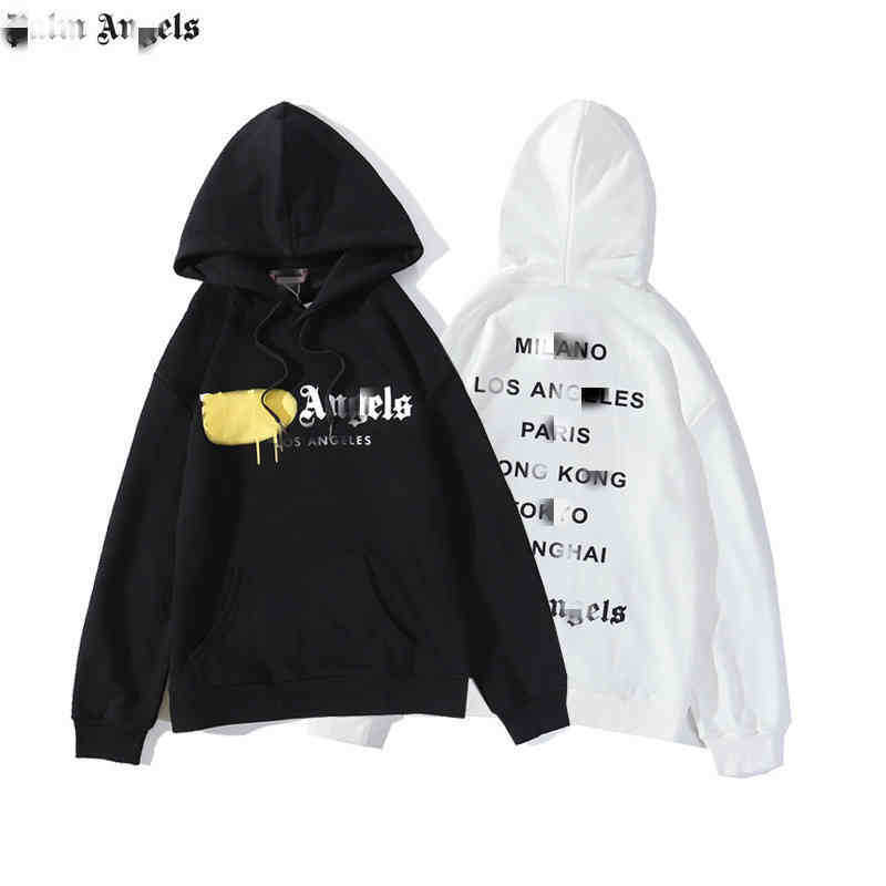 

European and American Designer Palmangel Hoodies Letters, Yellow Spray Hoodies, High Streets, Sluggish Loose Hooded Men and Women', White