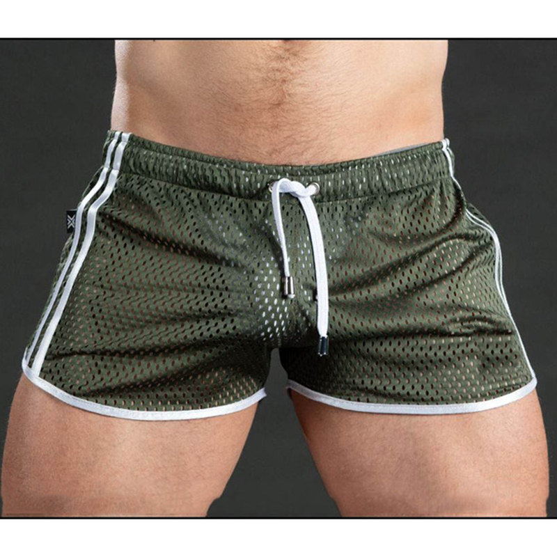 

Men Casual Gym Fitness Training Shorts Sexy Mesh Breathable Quick Dry Fashion Sports Beach Trunks Clothing Summer 220616, Green
