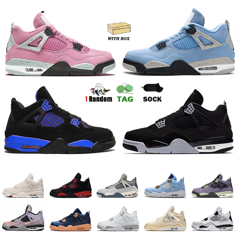 

Mens Woman Jumpman 4 Black Cat UNC 4s Basketball Shoes Big Size 13 Royal Craft Canvas Fire Red Thunder White Oreo Sail Off Bred Military Blue J4S Sneakers With Box, D18 pure money 40-47