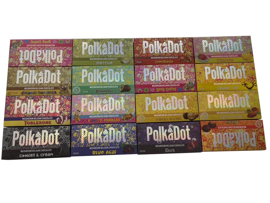 

Polkadot Magic Mushroom Beln Berries Cream Bar Package Boxes Chocolate 4g Polka Dot Grid Box Display 15 Flavors Chocolates