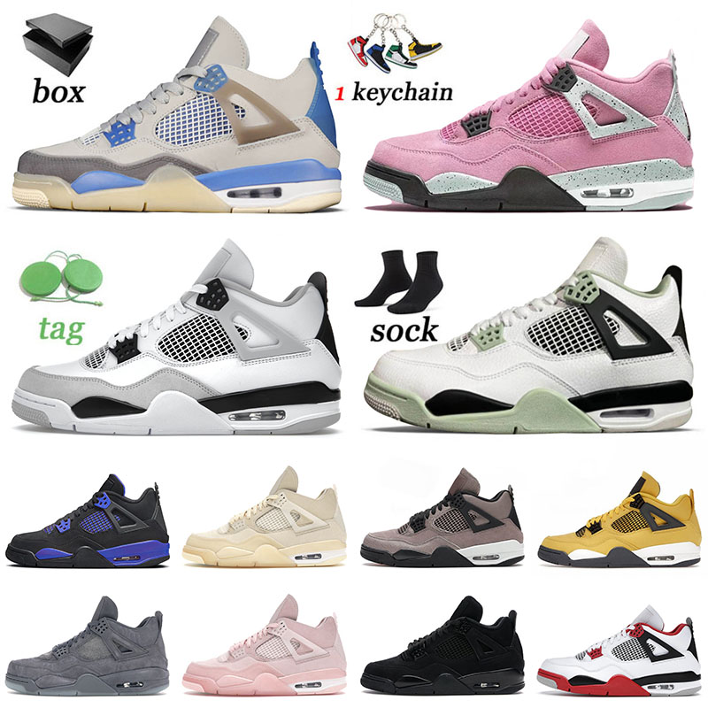 

High Quality 2022 OG Jumpman 4 4s IV Mens Basketball Shoes Military Black Seafoam Bred Black Cat Jorda Jordens Men Women Trainers Big Size 36-50, B35 midnight navy 40-47