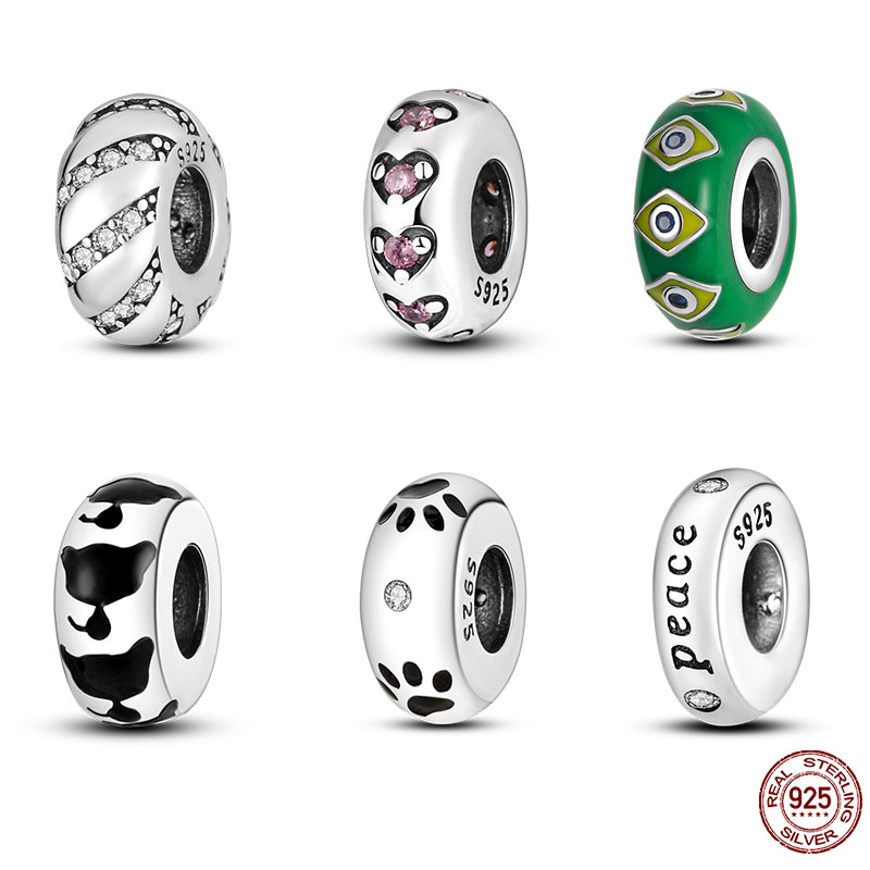 

925 Silver Fit Pandora Charm 925 Bracelet Colgante Oval Gemstone Series charms set Pendant DIY Fine Beads Jewelry