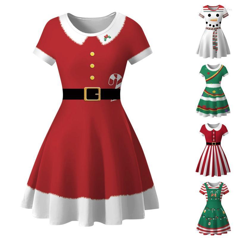 

Casual Dresses Christmas Dress Women 2022 Printed Mini Sexy Round Neck Short Sleeve Party Merry Cosplay Costume, Green
