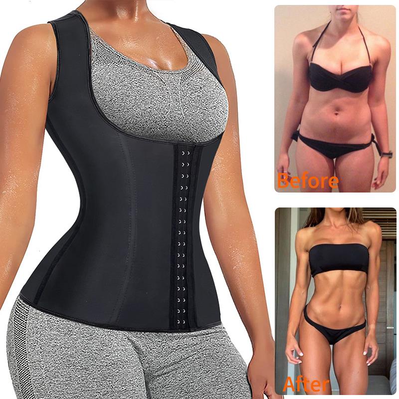 

Women Waist Trainer Corset Sweat Vest Weight Loss Body Shaper Workout Tank Tops Wait Slimming Belt Shapewear, Black-hook vest