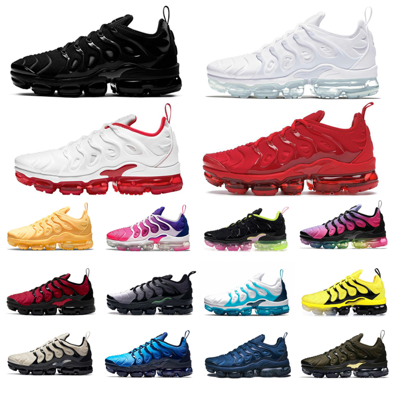 

New Tn Plus Men Running Shoes Women Sneakers Core Black White Hyper Blue Bumblebee Midnight Navy Sunset Outdoor Mens Trainers 36-47, Black royal