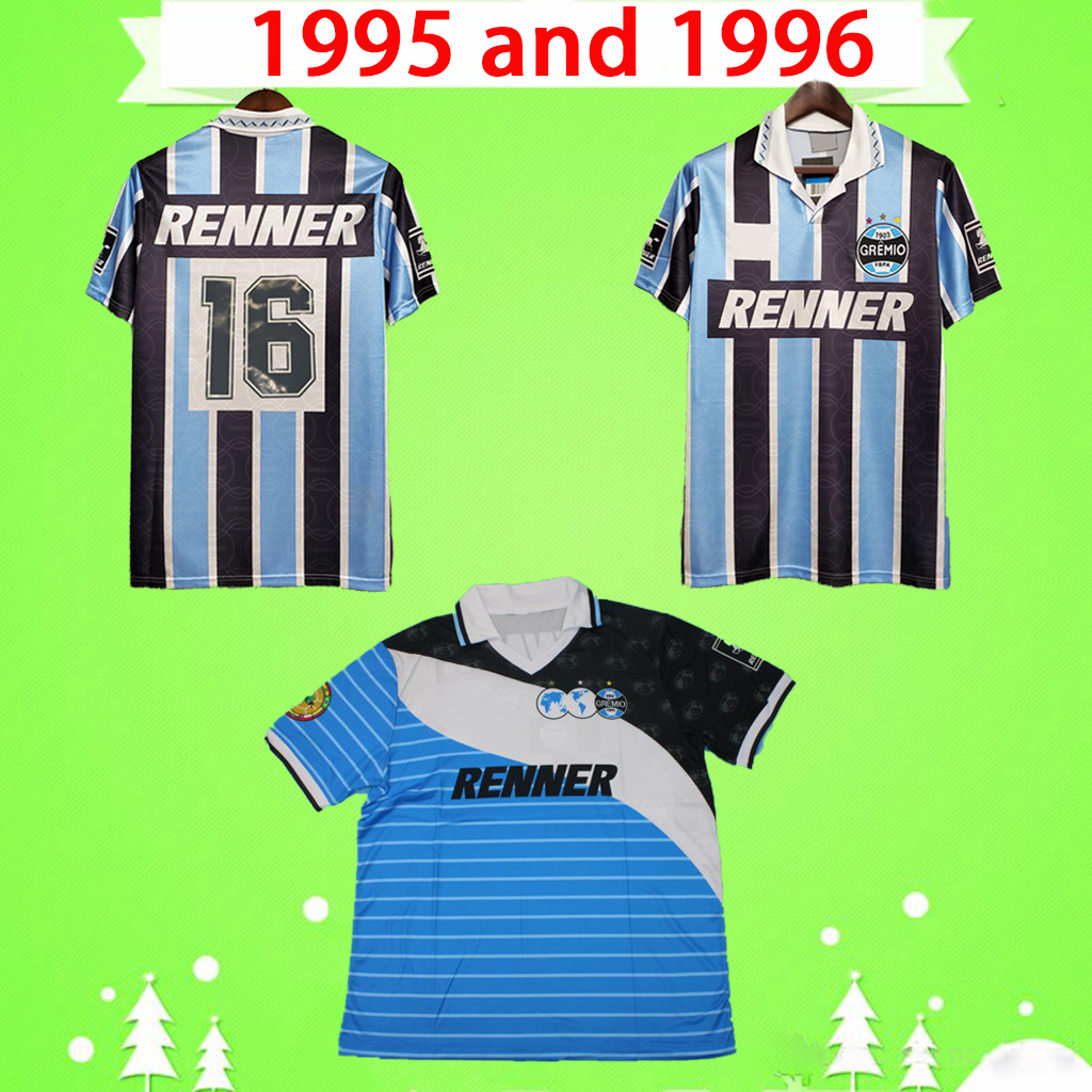 

1995 1996 Gremio retro soccer jerseys Ronaldinho ZINHO NENE WARLEY Alegre home blue black vintage old classic 95 96 football shirts top quality S-2XL Camisa de futebol