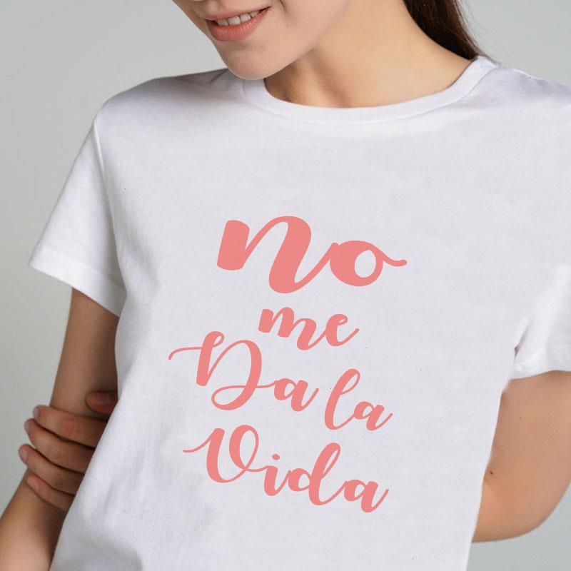 

It Doesnt Give Womens T-shirt Me Life Fashion Spanish Letter Print Women Summer Casual Graphic Tees Female Aesthetic Vintage Tops, Color4