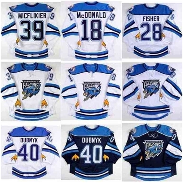 

C26 Nik1 374040Nik1 tage Men Springfield Falcons hockey jersey 40 Devan Dubnyk Jacob Micflikier 18 Colin McDonald Glenn Fisher Customize any name and number, As 3