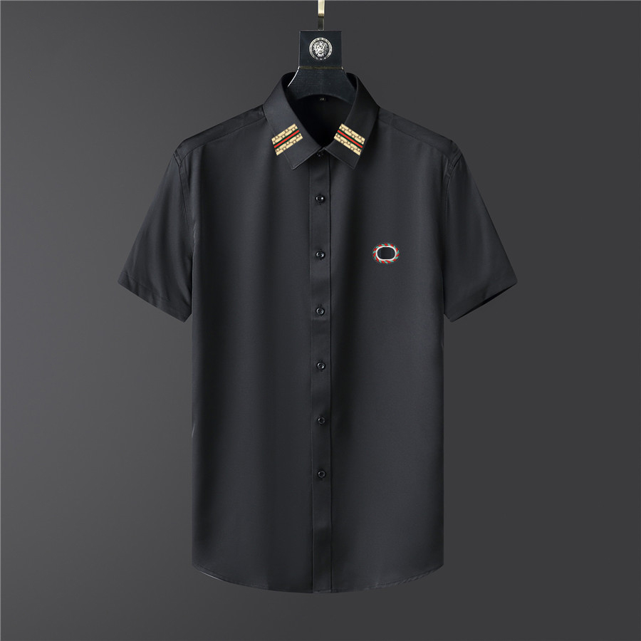 

Men's Dress Shirt Luxury Slim Silk T-shirt Long sleeve Casual business clothing plaid brand 17 color M-4XL BURR021, Black