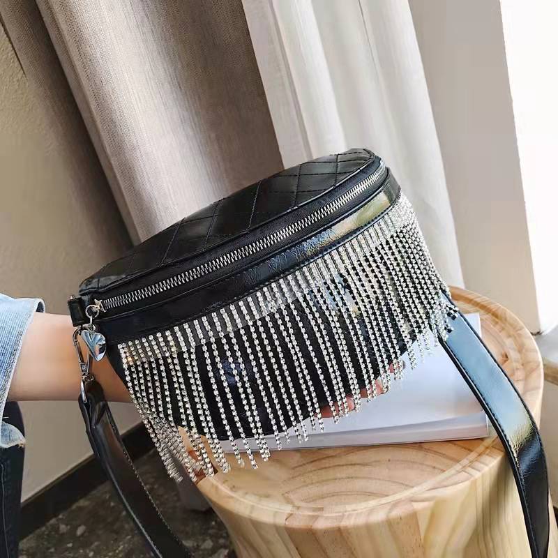 Sac de messager de corps de luxe pour les femmes sacs de taille en cuir souple sacs d'épalsine en diamant sac d'embrayage brillant HBP
