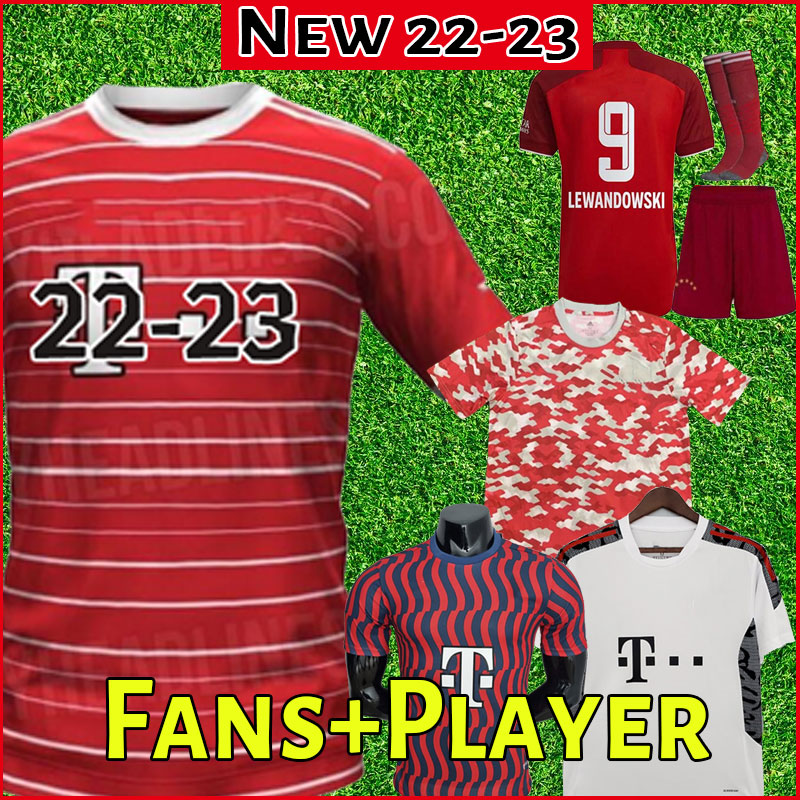 

2021 2022 2023 Bayern Soccer Jerseys Upamecano PAVARD Munich Goretzka NEUER MULLER LEWANDOWSKI SANE Kimmich 21 22 23 football shirt player version full set kids suit, Home+patch