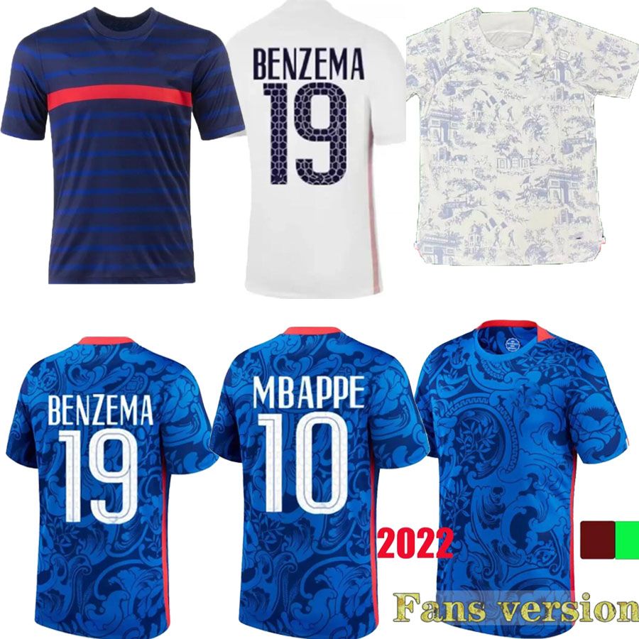 

MBAPPE BENZEMA French Soccer jerseys 2022 GRIEZMANN POGBA GIROUD KANTE home away 22 23 Francia Football shirts men kit, Black
