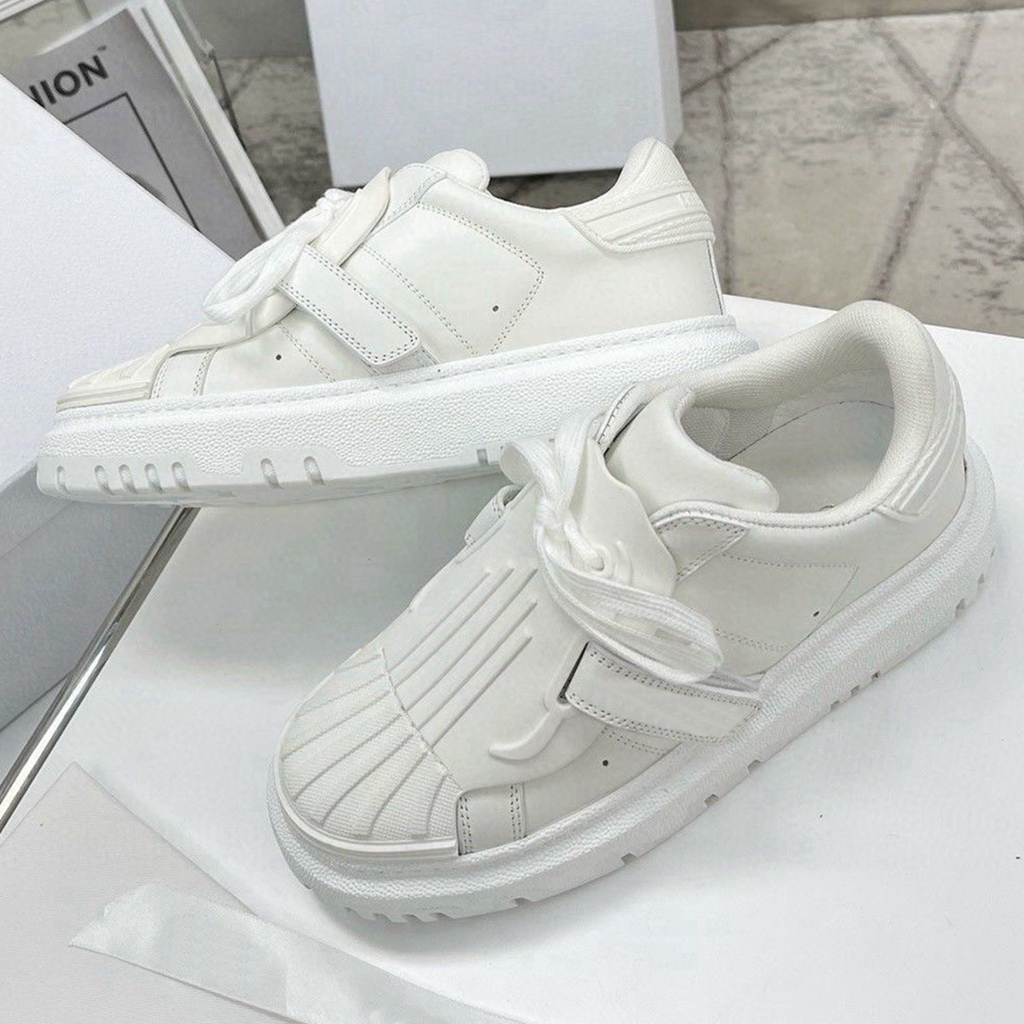

Fashion Casual Shoes ID SNEAKER White Calfskin and Rubber Womens Shoes Multi-Color Designer woman platform Lace-up Adhesive Convenient buckle Tongue Sneakers, Bubble bag