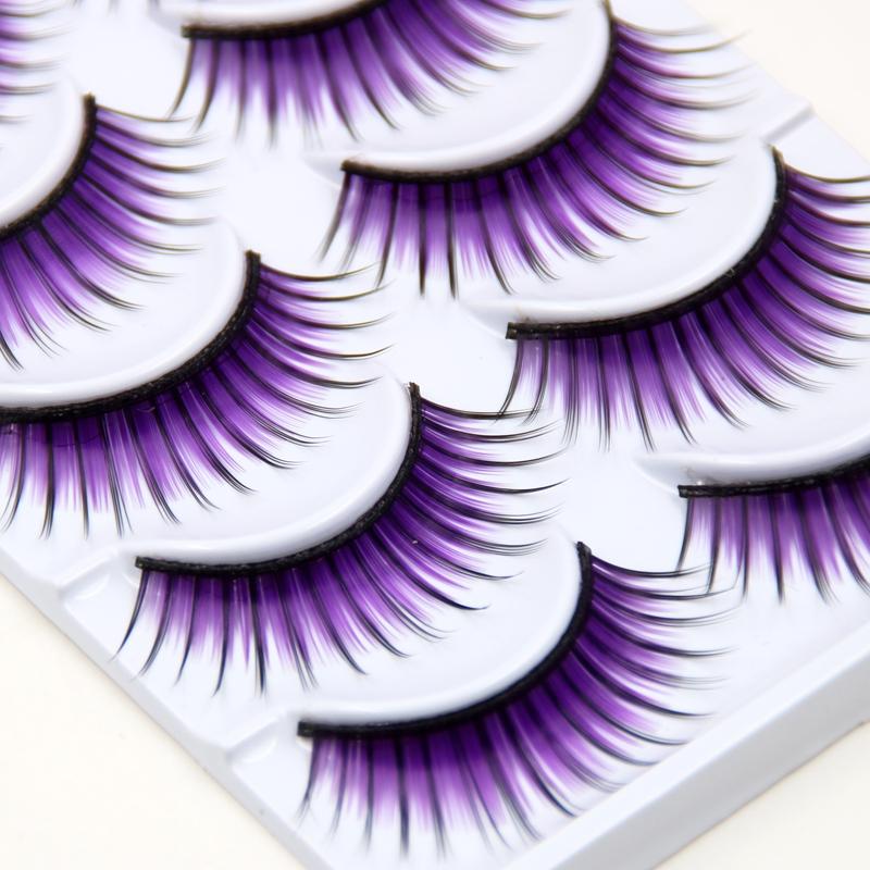 

False Eyelashes Color Thick Slim Cross Section Purple Smoked Makeup Stage EyelashesFalse