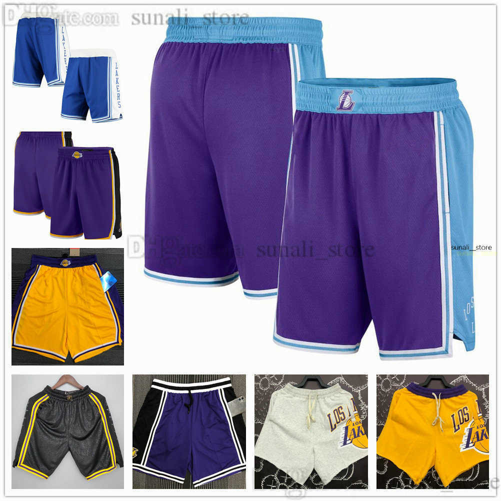 

Printed 2022 LosAngeles''Lakers''Man Basketball Shorts Side Two Pockets Team Pants Breathable Sports Training Sweatpants, Purple