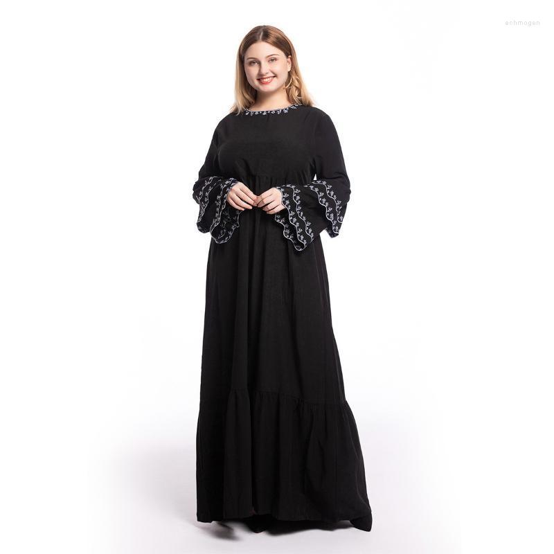 

Plus Size Dresses Muslim Fashion Abaya Dubai Kaftan Dress Design Islamic Clothing For Women Long Sleeve Maxi Islam African Vestido Echm22, Black