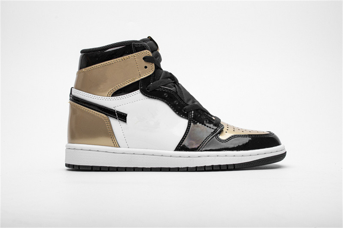 Shoes Mens Jumpman 1 High OG NRG GOLD TOE Basketball Shoe Top Quality Sports Sneakers Real Leather Gold/Black/White Size 36-47