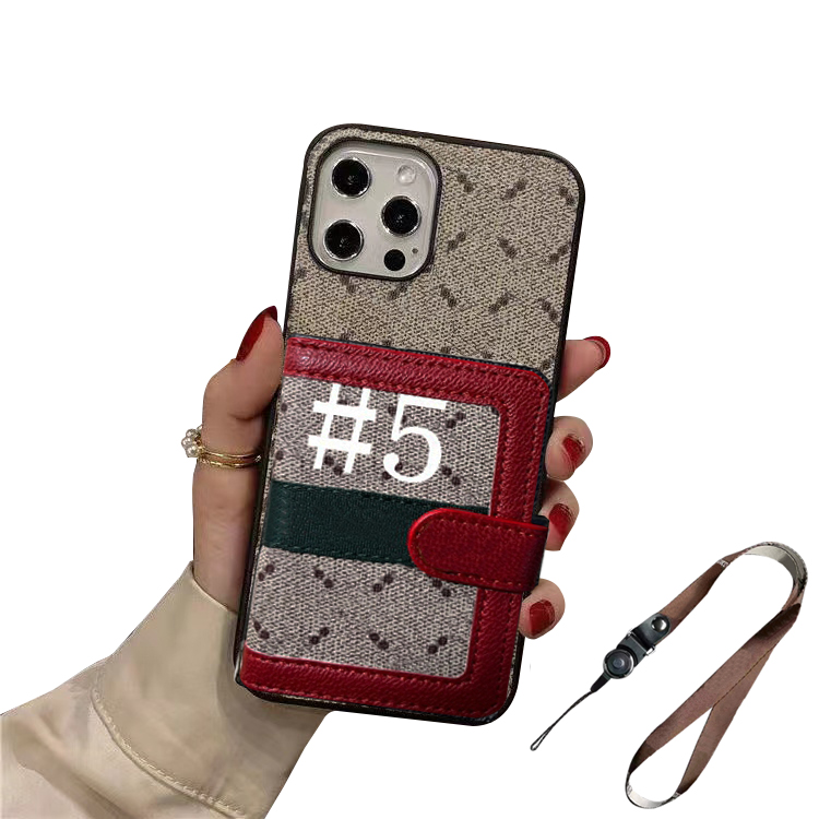 

Designer Brown Flower Card Pocket Official Wallet Phone Cases Handbag Cross Body for iPhone 14 13 12 11 Pro Max X Xs XSmax Xr 8 7 plus with gift logo box packing case, Handbag phone case